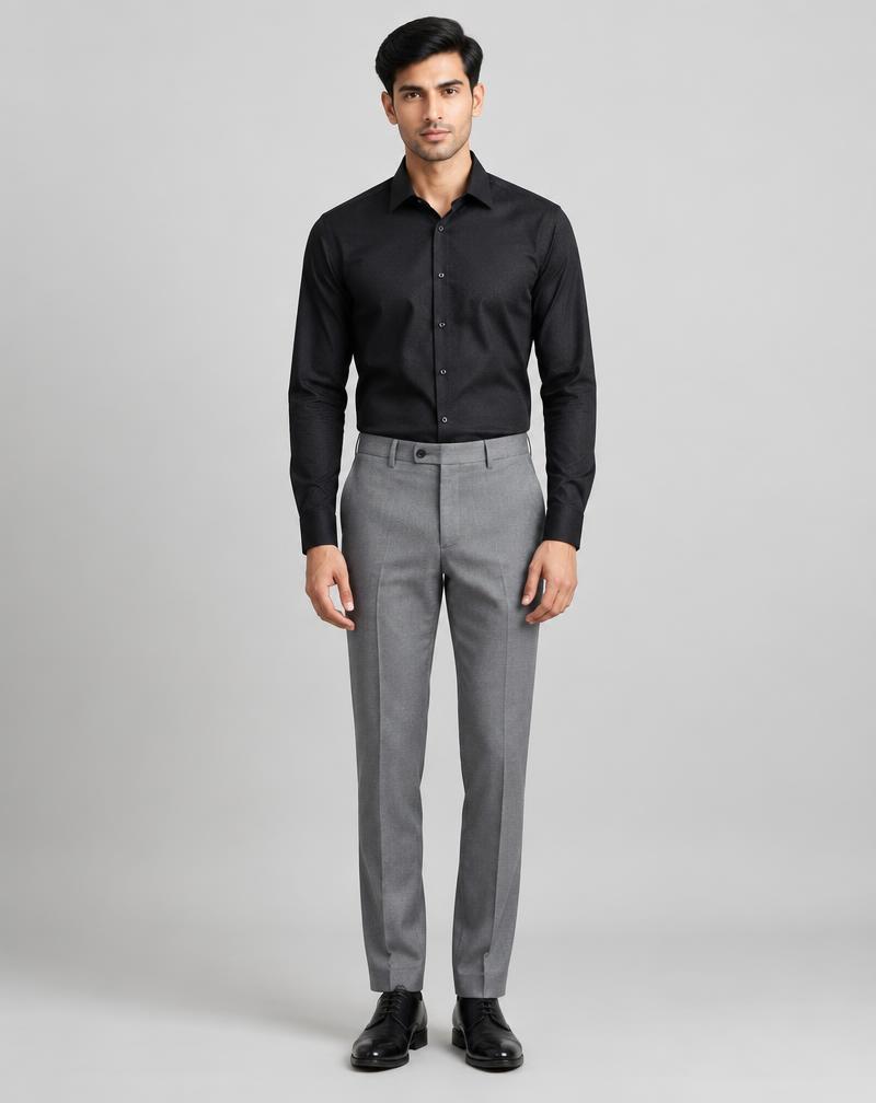 Men's Black Formal Textured Shirt