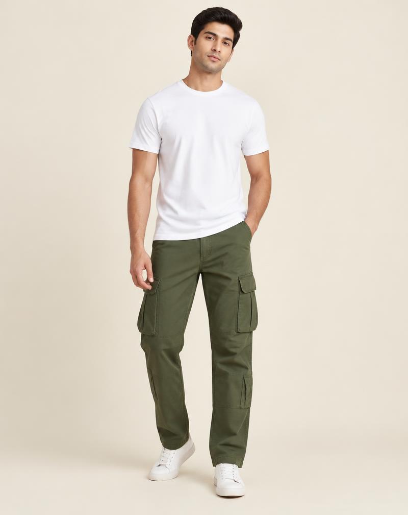 Men's Olive Casual Cargo Pants