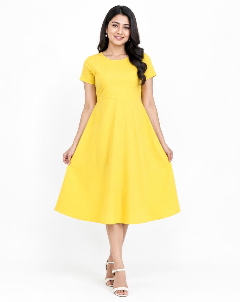 Women's Yellow Casual A-Line Dress